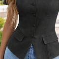 Women's Elegant Black Short Sleeved Slim Fit - View 4 | SAMAG
