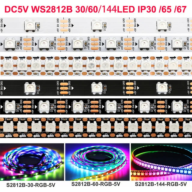 SK6812 RGBW Led Strip Light 4 in 1 Similar WS2812B 1m 5m 30 60 144 LEDs Individual Addressable RGBWW Led Lights IP30 65 67 5V12V