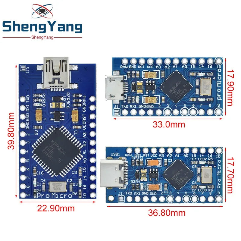 TZT MICRO/MINI/TYPE-C USB ATMEGA32U4 Module 5V 16MHz Board For Arduino ATMEGA32U4-AU/MU Controller Pro-Micro Replace Pro Mini