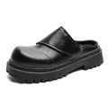 Men's leathers slip on casual shoes summer soft-sole non-slip outdoor walking shoes fashion breathable lightweight semi slippers