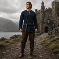 Men Medieval Lace Up Linen Long Sleeve Tunic Viking | SAMAG