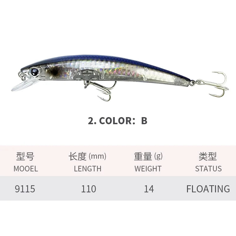 110MM 14G Minnow Fishing Lures 3D Crystal Floating - View 18 | SAMAG