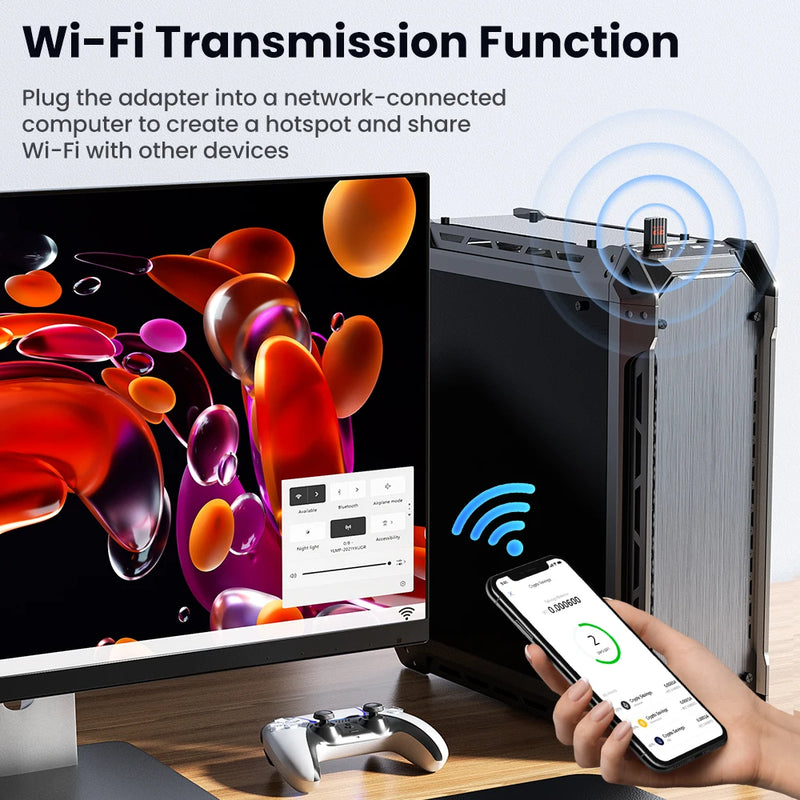 Toocki TB08 AX900 USB WiFi 6 Bluetooth 5.4 Adapter 2 in 1 Dual Band 2.4G/5GHz High - Speed Drive Free Mini - Visuel 4 | SAMAG