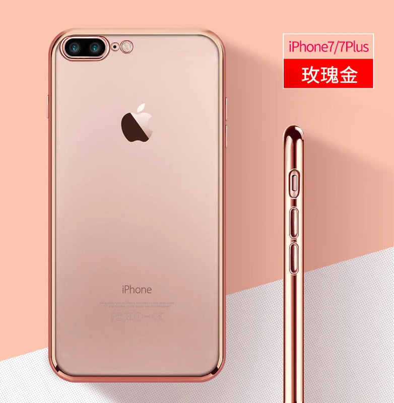 For IPhone 8 Plus Case Luxury Gold Plating Soft Silicone Gel Case for IPhone 14 13 11 Pro 12 Mini X XR XS Max 7 Plus Cover