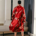 Pajama men's spring and autumn silk thin style oversized pajamas long sleeved bathrobes ice silk bathrobes home clothing summer
