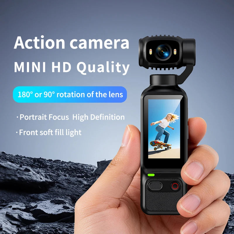 Portable HD 4K Action Camera Manual 90 180 Degree Rotation For YouTube Vlog Video Recording Record Life Handheld Action Camera