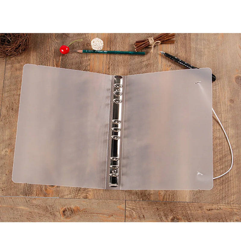 A6 Frosted Loose-Leaf Binder Folder Premium PP File Folder Semi Transparent Elastic Band Office Supplies for School Business