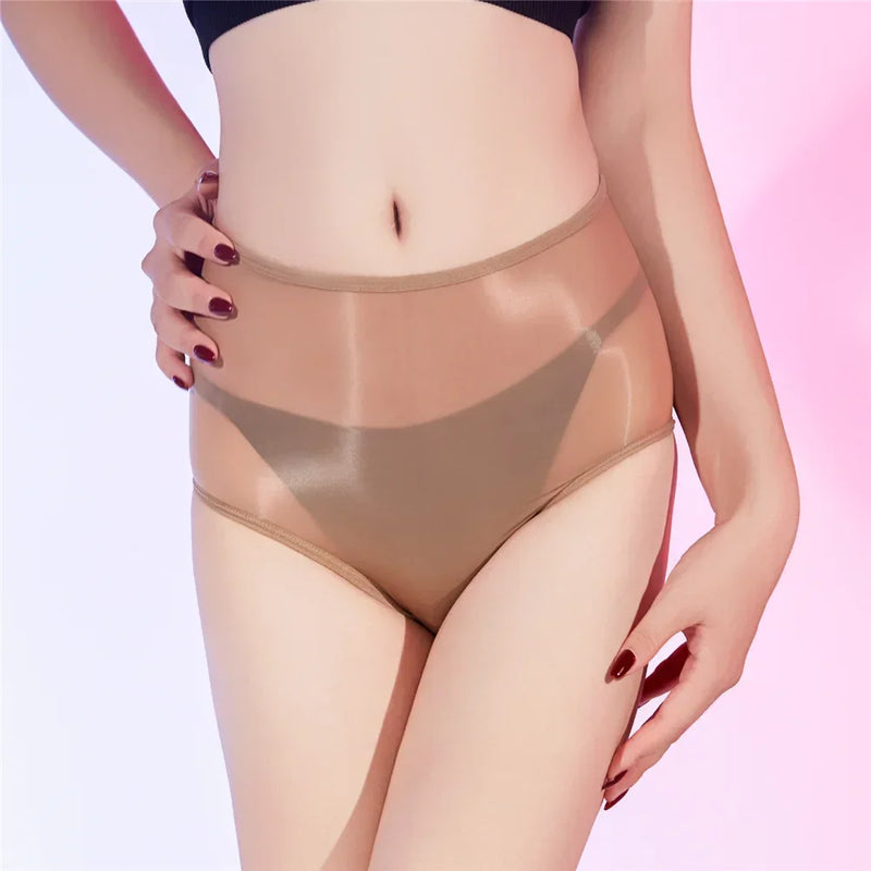 Sexy Unisex Oil Shiny Sheer See Through Boxer High Elastic Safety Short Smooth Bottom Wear Glossy Ultrathin Underwear Slim  Body