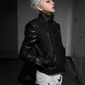 Mauroicardi Spring Black Short Pu Leather Jacket Men with Back Zipper Luxury Brands Original Emo Streetwear Punk Style Clothing