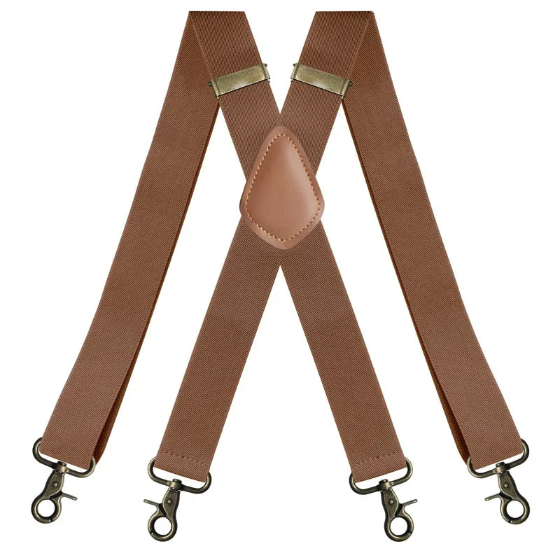 Deepeel 3.5*120cm Men's Adult Suspender X - Type Braces 4 Clips Hook Buckles Adjust Strap Elastic Belt for - Visuel 8 | SAMAG
