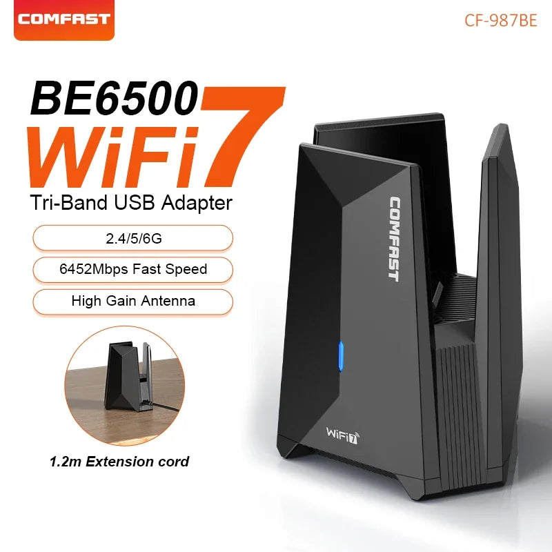 COMFAST BE6500 Dual - Band WiFi 7 USB Adapter 6GHz 5G 2G Wireless Network Card USB3.0 Drive - Free - Visuel 8 | SAMAG