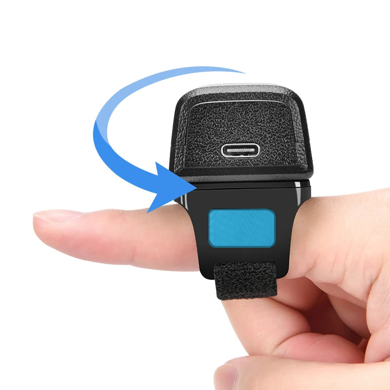 QR Code 1D/2D Ring Scanner Wearable Scanner Finger Barcode Reader Bluetooth Barcode Scanner Portable Bar code Scanner PDF Code