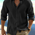 Men's Linen-Style Thin Summer Long-Sleeve Shirt | SAMAG