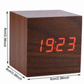 Wooden Digital Alarm Clock with LED Display Voice-activated or constant-on mode Powered by 3 AAA batteries or USB power cable