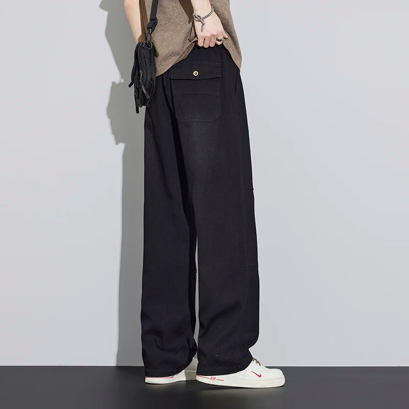 Japanese Style Textured Grid Men's Jeans Plus Size Loose | SAMAG