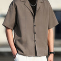 Men's Cuban Collar Casual Short Sleeve Shirt, Summer | SAMAG