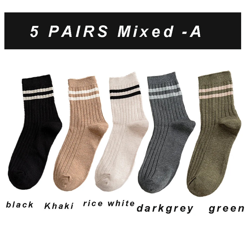 Pairs Men's New Striped Casual Breathable Socks Harajuku | SAMAG