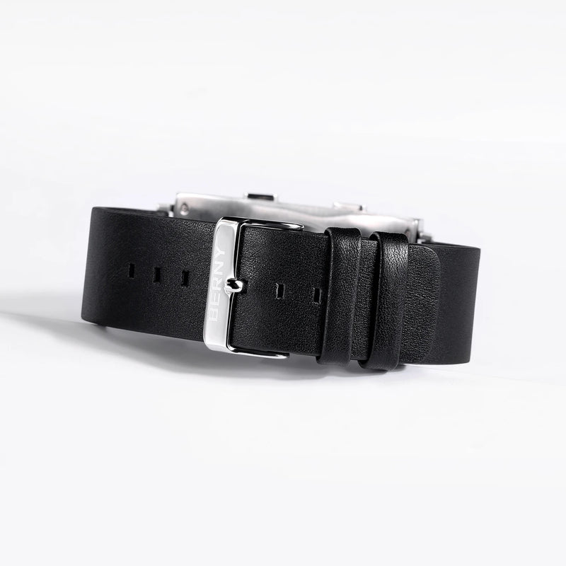 Electronic Digital Watch for Men Fitness Ink Wristwatch Stainless Steel Case Leather Strap 3ATM Waterproof Men Sport Watch Ink