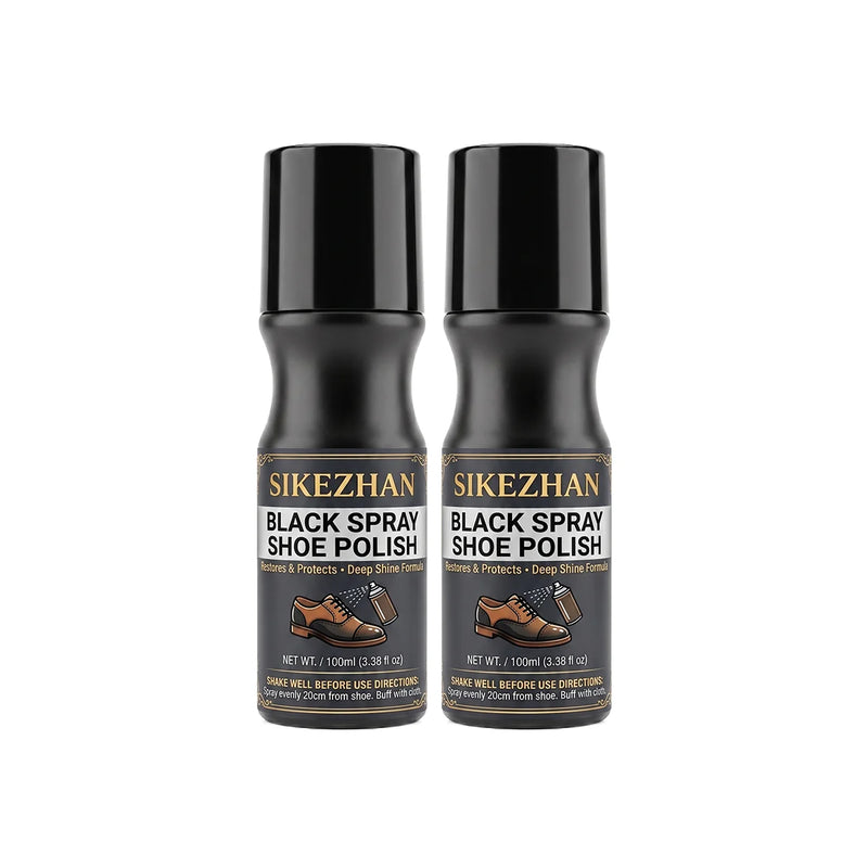 100ml Black Shoe Polish Spray with Sponge Applicator - Professional Leather Care, Quick Shine Wax Liquid Polish for Boots