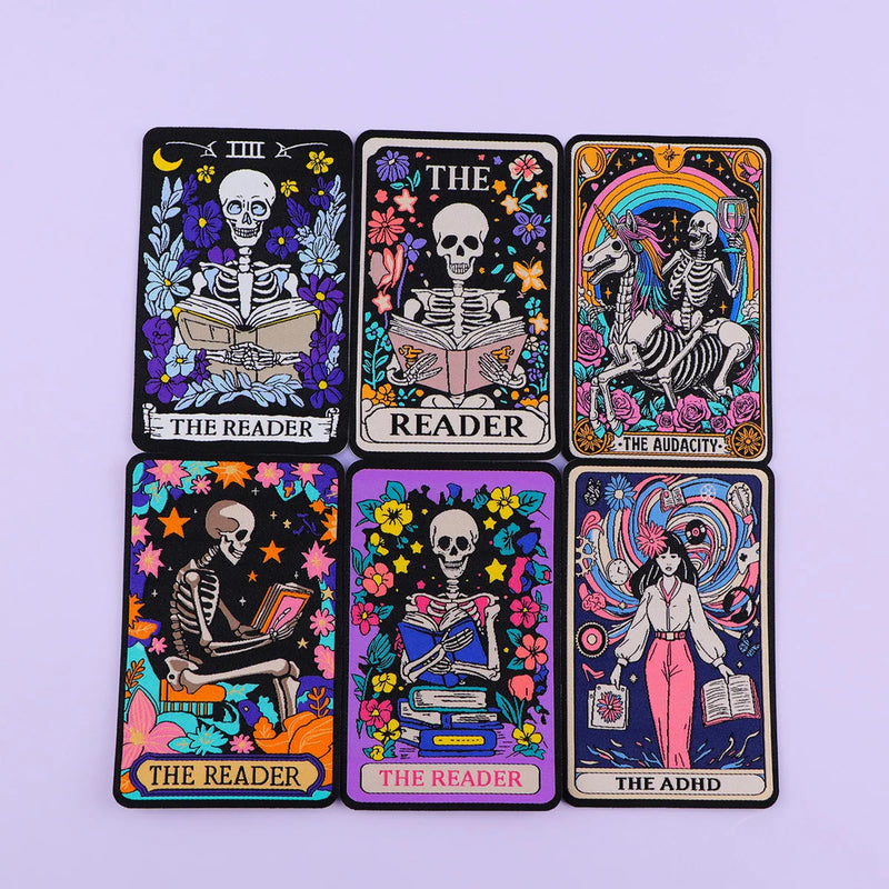 Skeleton Tarot Iron On Patch Clothes Patch For Clothing ADHD Embroidered Patch Garment Apparel Accessories Sewing Stickers