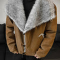 Autumn Winter Stand Collar Lapel Cotton Leather Jacket Imitation Mink Fur Warm Jackets Streetwear Social Streetwear Men Clothing