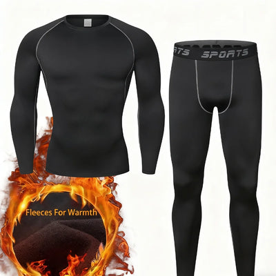 Winter Men Thermal Underwear Set Fleece Lined Warm | SAMAG