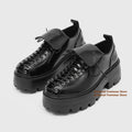 Thick Soled Derby Shoes British Style Men's Lace Up Round Toe Casual Leather Shoes Trendy Handmade Height Increasing Men's Shoes