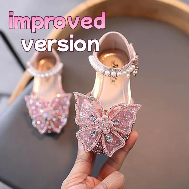 Summer Girls Sandals Fashion Sequins Rhinestone Bow Girls Princess Shoes Baby Girl Shoes Flat Heel Sandals Size 21-35