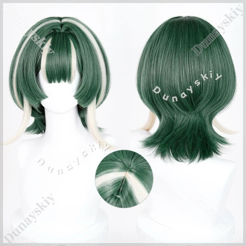 Guita Cyberpunk Gas Mask Green Blonde Highlight Bob Wig Choker Necklace Cosplay Props GACHIAKUTA 3D Printed Halloween Comic Con