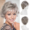 Women's Fashion Short Wigs Natural Synthetic Hair Mixed Blonde Pixie Cut Layered Wig with Bangs Heat Resistant Daily Party Use