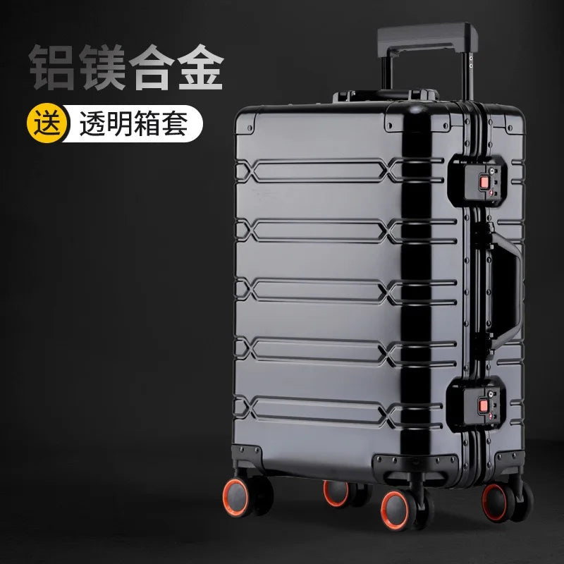 COLENARA All Aluminum Magnesium Alloy Luggage 20 Inch Cabin Rolling Metal Password Box 28 Inch Large Capacity Travel Suitcase