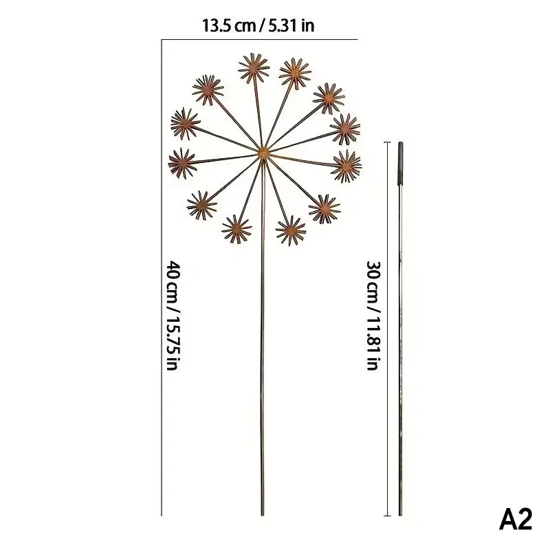 Garden Stake Decoration Metal Outdoor Sculpture Outdoor Decor Vintage Metal 3D Dandelion Garden Sculptures Dandelion