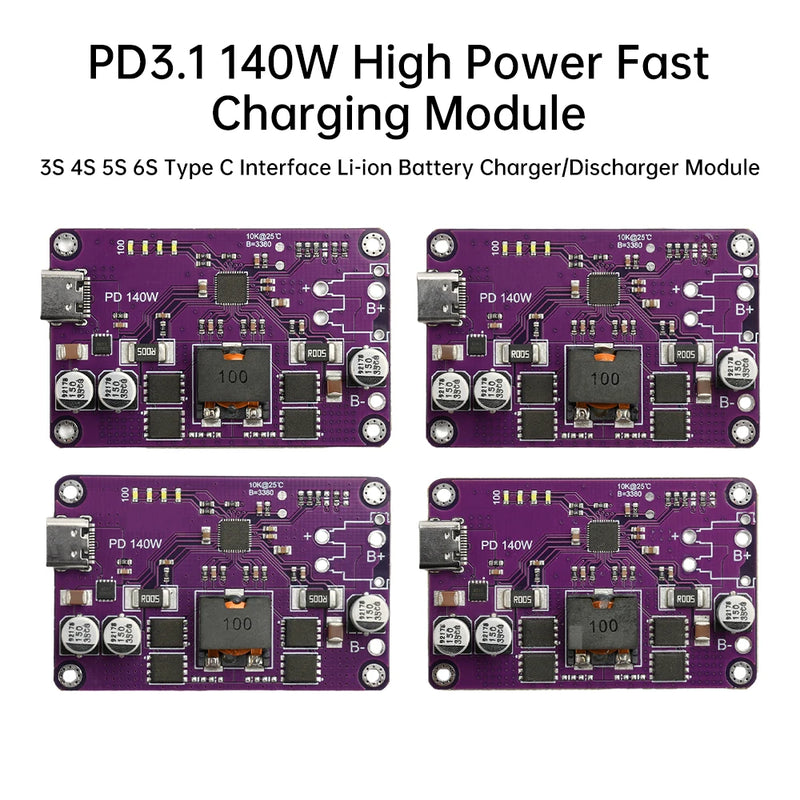 PD3.1 140W High Power Fast Charger Module 3S 4S 5S 6S Type C Interface Li-ion Battery Charger/Discharger Module