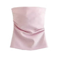 Strapless Draped Bustier Tops for Women, Straight Neck, Back Zipper, Female Camis, Fashion