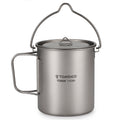 Tomshoo 3 PCS Titanium Cookware Set Ultralight 750ml Pot 450ml Water Cup Mug w Lid Folding Spork for Outdoor Camping Backpacking