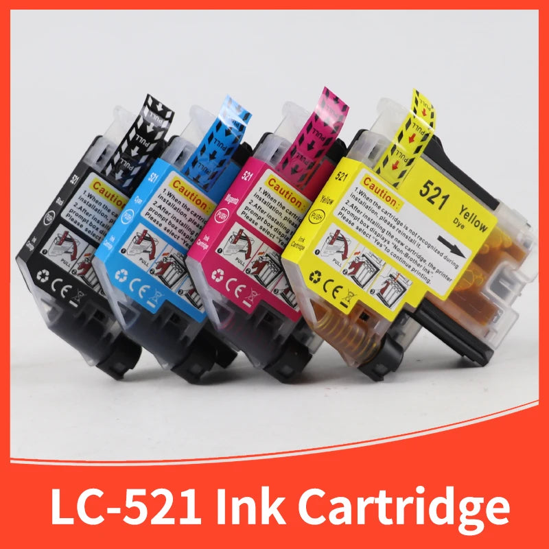 4color LC521 LC-521 LC 521 Ink Cartridge Compatible For Brother DCP J1260W J1310DW J1360DW J1460DW 1260 1310 1360 1460 Printer