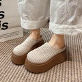 Women Ladies Summer Hollow Knit Mesh Chunky Wedge Heels Platform Round Toe Clogs Slides Casual Lazy Mules Sandals Slippers Shoes