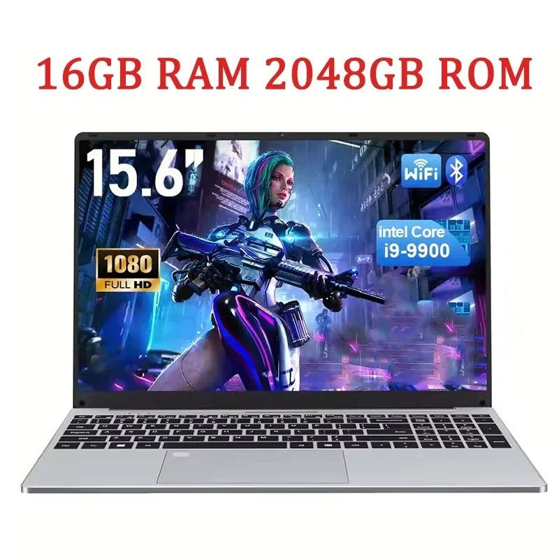 New 15.6' Ultra Slim Laptop Intel Core I9-9900 16GB RAM 1/2TB SSD Windows 11 Fingerprint Unlock Office Game Backlight Laptop