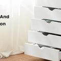 JHK 7 Drawer Chest Dressers Nightstand Storage Cabinet Wooden File Office Mobile Cabinet Wheels Living Room Organizer Rolling