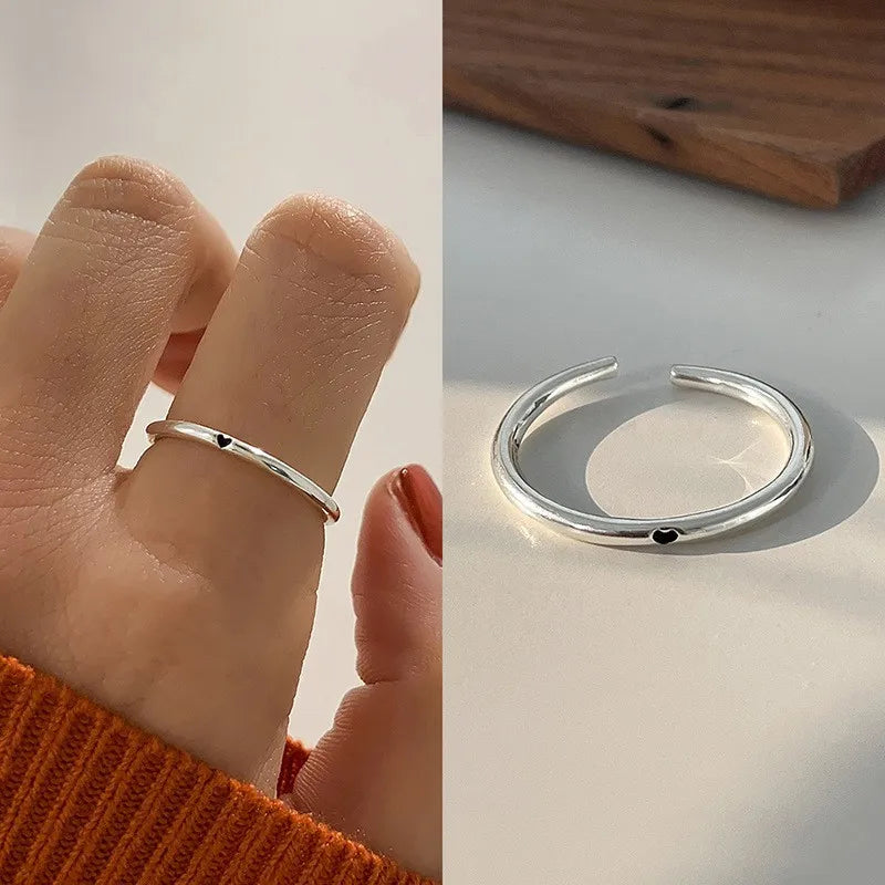 925 Sterling Silve Love Heart Hollowed Out Ring For Women Girl Extremely Fine Korea Ins Jewelry Gift Dropshipping