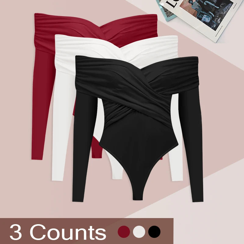 Women's Three Piece Set Bodysuits New Spring Sexy Backless Corset Slim Fashion Crossed Long Sleeves Casual Elegant Lady Clothing