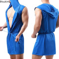 2026 Summer Men's Sexy Sleeveless Pajama Kimono Robe Fashion Loose Casual Hooded Bathrobes Cool Smooth Bath Robe Male Sleep Gown