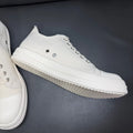 Classic Men's And Women's Low Top Casual Sneakers White Beige Canvas Thick Sole Lace-Up Luxury Flat Shoe