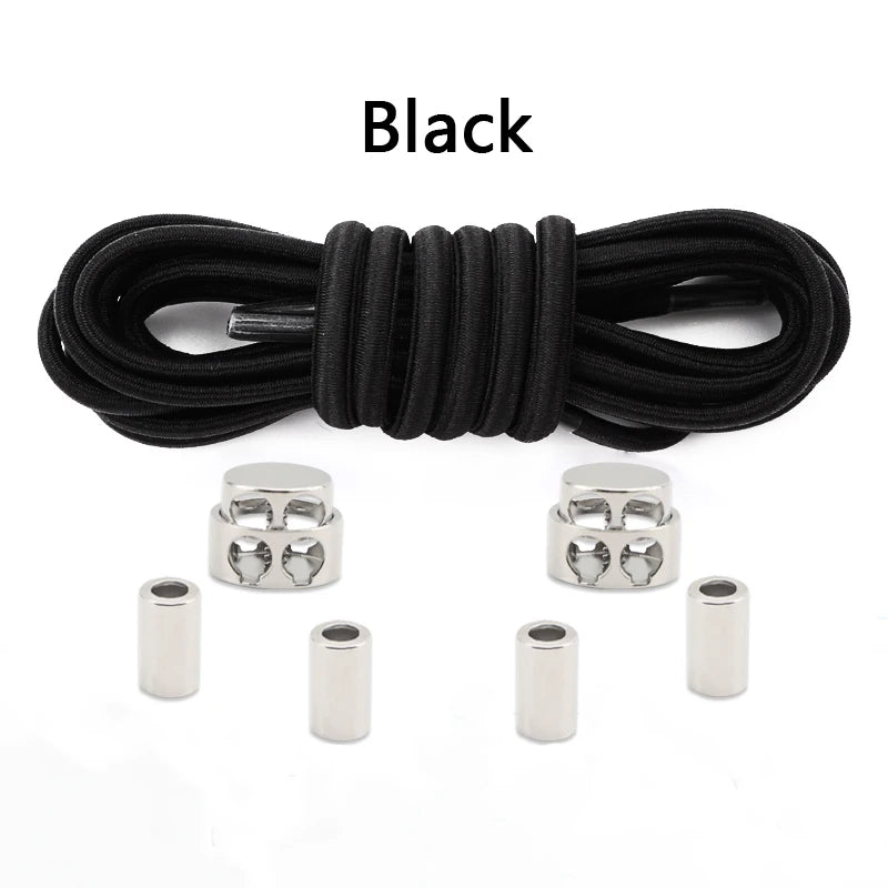 Oval Elastic Shoelace Metal Buckle Laces Unisex Quick-On/Off Shoelaces for Sneakers and Boots 1Pair/2Pair
