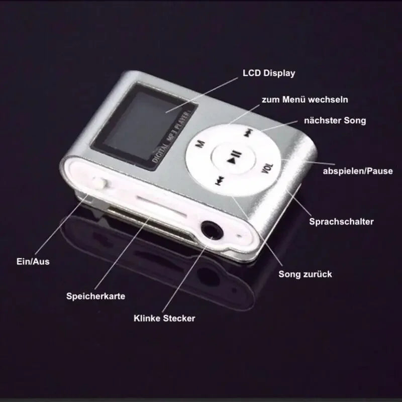 MP3 Player Portable Mini Music Stereo Speaker Clip LCD Display Support TF Card Noise Cancelling Lossless Sports Student Walkman
