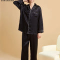 Fimtairah Real 19MM 100% Mulberry Silk Pajamas Men's Autumn  Hangzhou Solid Color heavy Silk Home Wear Men's