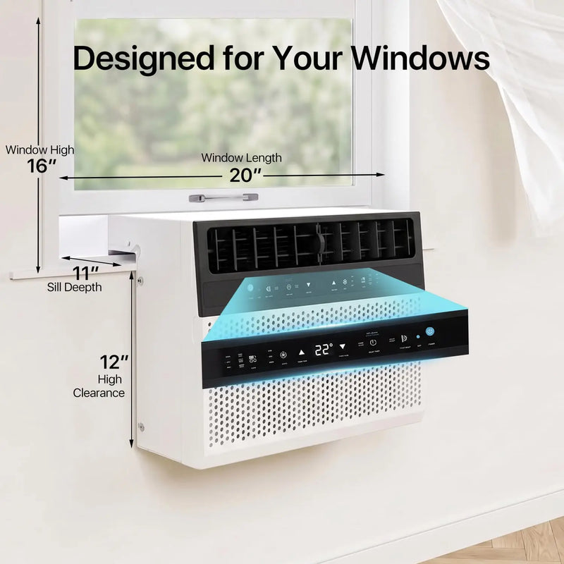 12000BTU U-Shaped Window Air Conditioner, 6-in-1 AC Unit with App Control Cools 520 Sq.Ft, Custom