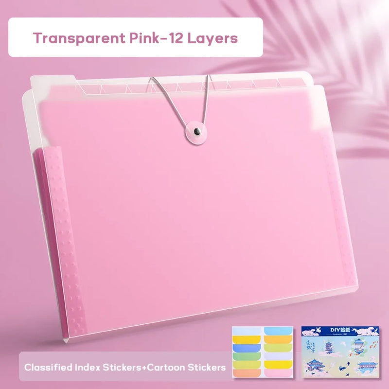 Waterproof A4 File Folder 4/8/12 Pockets Classified Storage Organ Bag PP Test Paper Storage Portfolio Organizer Student