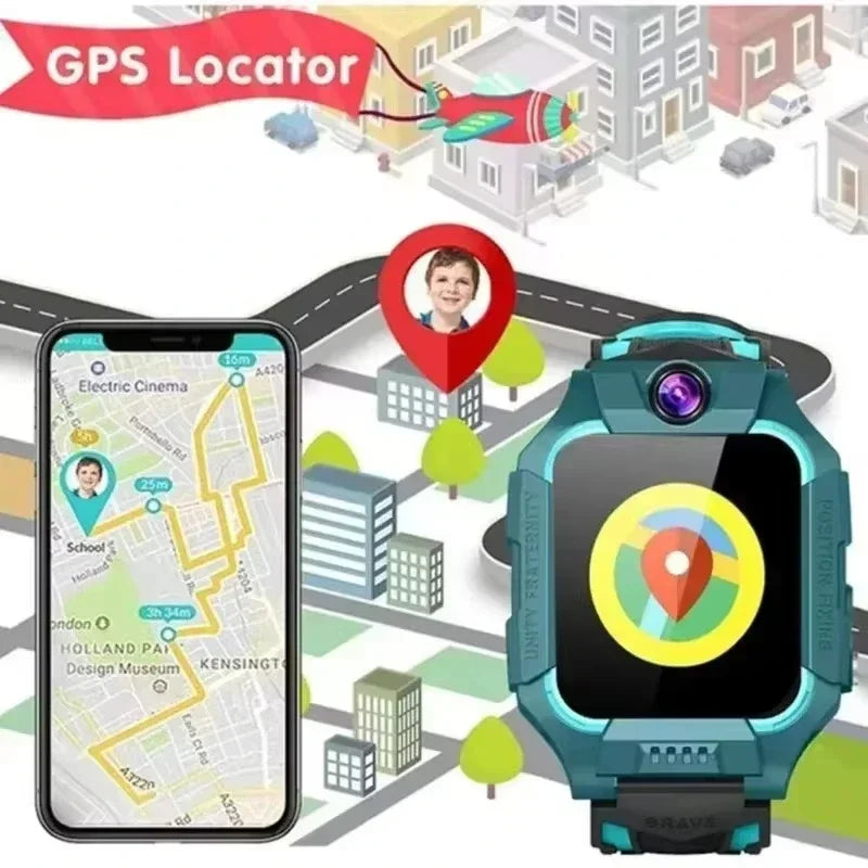 Lenovo 2026 New 5G Waterproof Kids Smart Watch SOS GPS Tracker Sim Card Call Camera Child Watch Gift for Boys Girls iOS Android