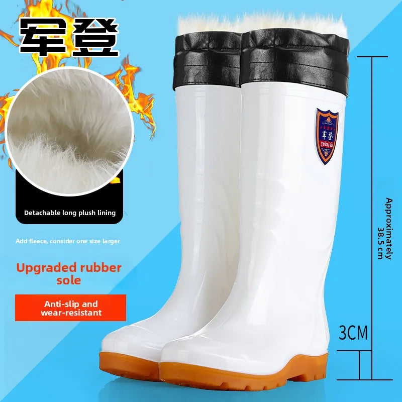 White Work Boots Waterproof Slip Resistant High And Medium Tube Food Hygiene Boots Rubber Shoes for Men Rain Boots